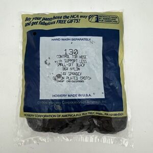 NEW VINTAGE Silkies 130 Control Top Pantyhose Support Legs SMALL OFF BLACK Nylon